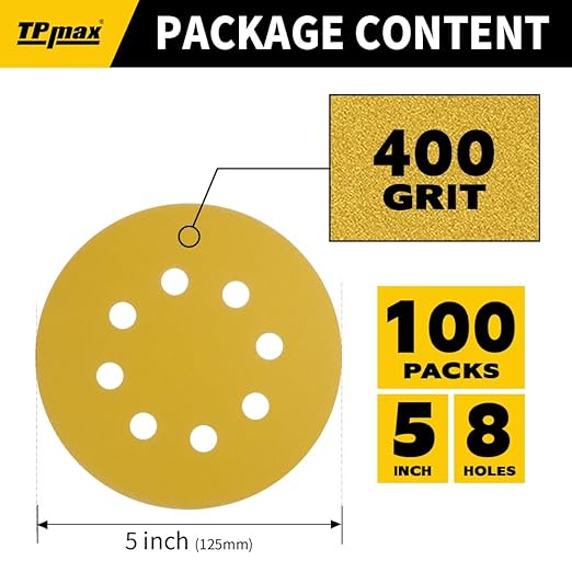 100PCS 5 Inch 400 Grit 125mm 8 Hole Sanding Discs Sandpaper - Image 2
