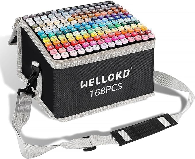Alcohol Markers, 168 Colors Dual Tip Permanent Art Markers by WELLOKB