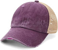 Criss Cross Hat Washed Distressed Baseball Cap Ponytail Hat High Messy Bun Ponycap for Women