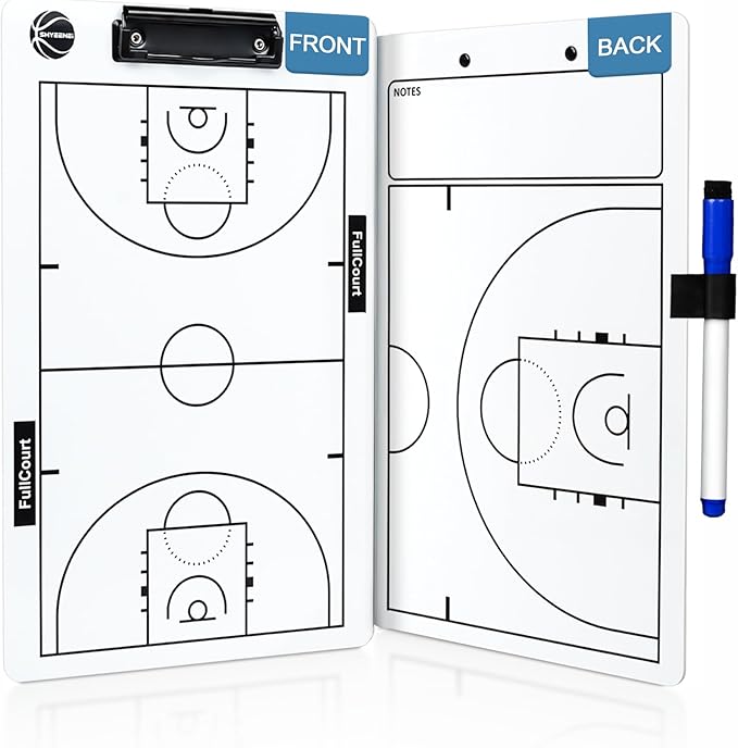 Basketball Coaching Board, 2026 Version Double-Sided Basketball Clipboard for Coaches, Dry Erase White Board for Coaches, Solid Coaching Marker Boards, Portable and Efficient