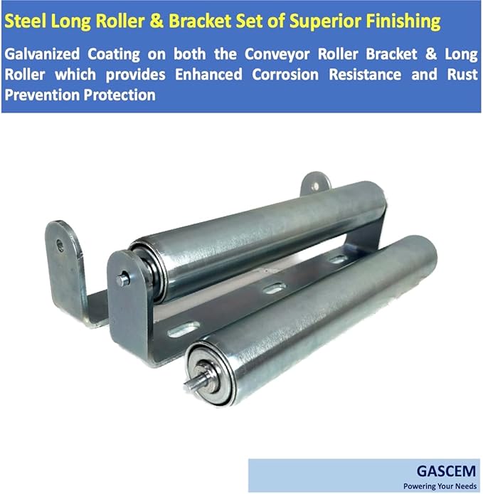 Pack of 2 10"BF Long Roller and Bracket l 1.5"Ø Galvanized Steel Conveyor - Image 3