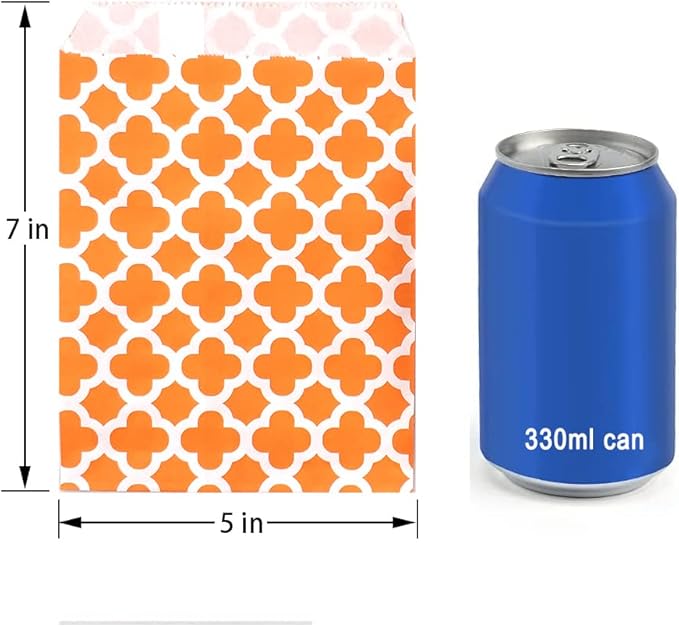 KEYYOOMY 100 Pcs Orange Candy Buffet Bags Small Cookie Bags Polka Dot Paper - Image 2