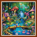 Joyhoor Stamped Cross Stitch Kits for Beginners Needlepoint Kits for Adults Embroidery Kits 11CT Counted Cross Stitch Kits Printed Embroidery Pattern- Fairy Tale Home 18x18 inchs