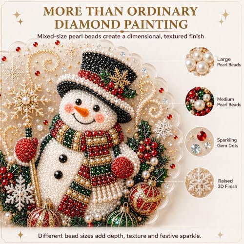 2 PCS Christmas Pearl Diamond Painting Suncatcher Kit, DIY Craft (#B, 8in)