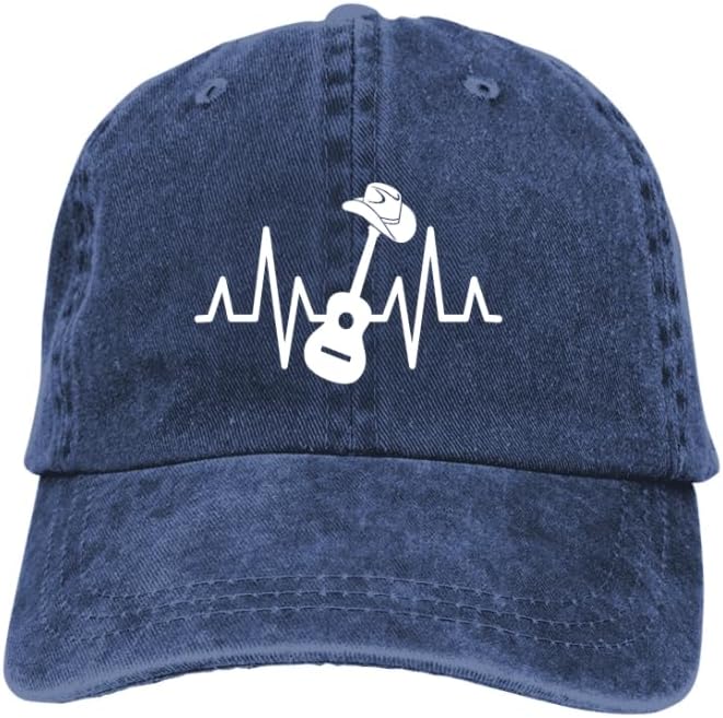 Country Music Guitar Heart Beat Hat for Men Women, Classic Embroidered Guitar Decor Musicians Baseball Cap