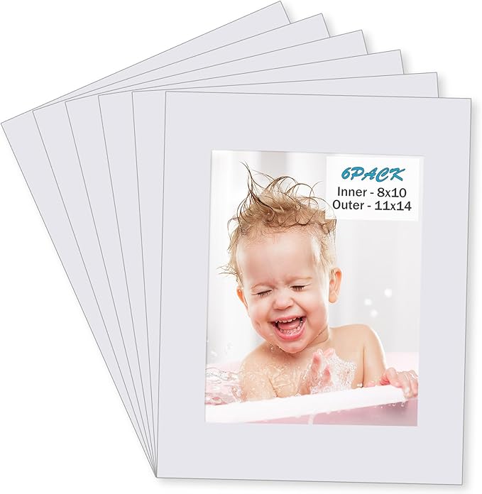 Egofine 11x14 White Picture Mats Pack of 6, Frame Mattes by Egofine