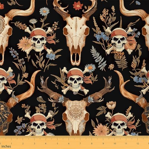 Feelyou Sugar Skull Fabric By The Yard Kids Boys Decorative Soft