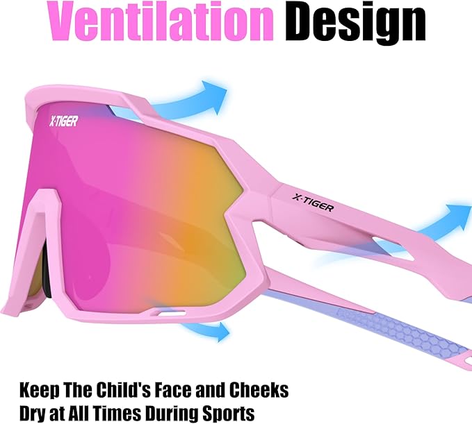 X-TIGER Kids Sunglasses Polarized Youth Baseball Sunglasses for 8-14 boys girls UV400 Sports Softball Cycling Glasses