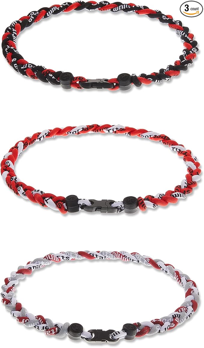 Junkin Baseball Necklaces Three Braided Rope Titanium Necklace for Fans Team Gifts Boys Men Player Softball Sports
