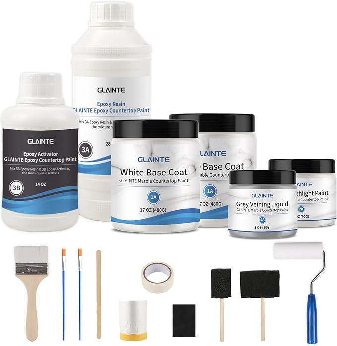 GLAINTE White Marble Countertop Paint Kit by GLAINTE