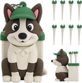 Penitue Dog Caddy Golf Tee Holder Bag Accessories, Including 8 Golf Ball Tees Creative Cute Puppy Holder Set for Women Men Golfers Attaching to Backpack Shoulder Bag Belt