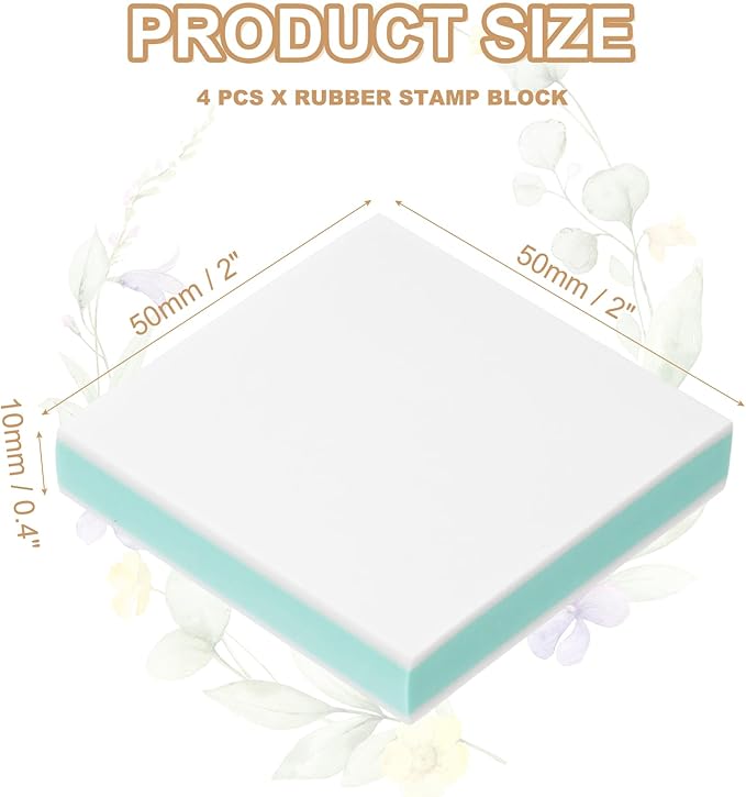 PATIKIL 4Pcs 2X2" Rubber Carving Blocks, Soft Linoleum Art Carving Block Square - Image 2