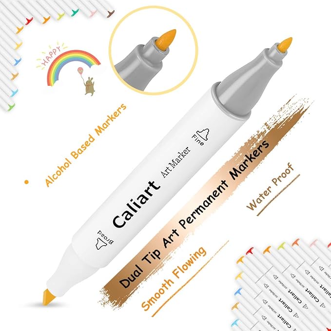 Caliart Markers, 168 Colors Dual Tip Art Markers Sketch Pens Permanent Alcohol - Image 3
