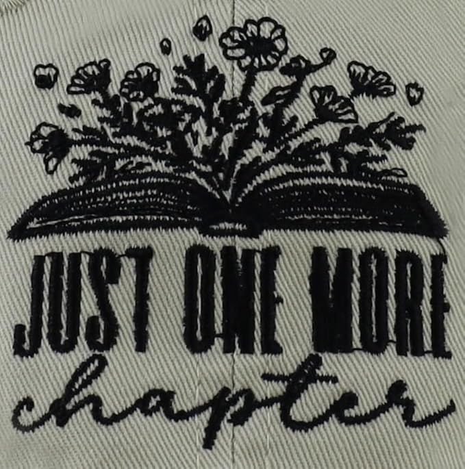 Just One More Chapter Hat for Men Women, Cute Adjustable Cotton Embroidered Book Lovers Baseball Cap
