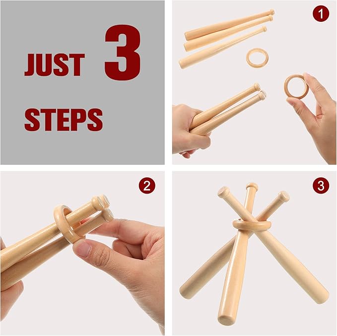 Honoson Baseball Stand Holders Balls Display Bat Wooden Stand Holder Display Centerpieces Tables for Baseball Sports Lover(2 Pack)
