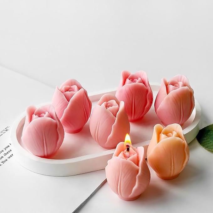 JDH 3 PCS Tulip Flower Silicone Molds 3D Floral Resin Candle Soap Mold - Image 6