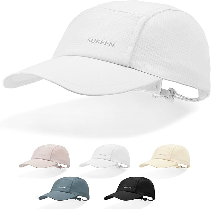 Sukeen Lightweight Sun Hat for Women Men,Quick Drying Baseball Cap UPF50+ Running Hats Foldable Sport Cap for Outdoor Daily