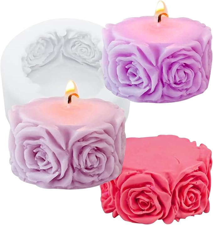 Rose Flower Column Candle Molds Day Cylinder Resin Casting Mold by JDHSilicone