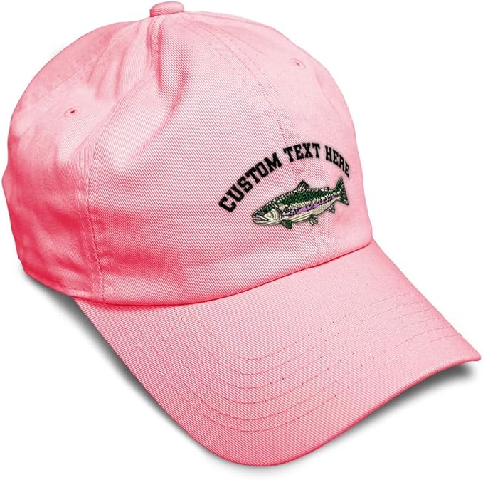 Custom Soft Baseball Hat Embroidered Dad Hat Fish Rainbow Trout Men & Ladies Baseball Cap Cotton