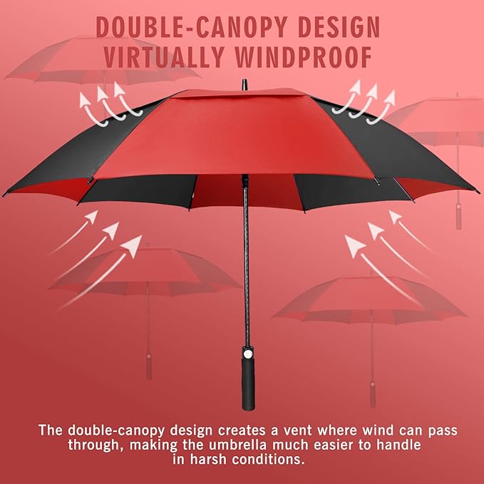 ZOMAKE Golf Umbrella Windproof, Extra Large Oversized Heavy Duty Double Canopy for Rain, Sports Games & Push Cart(51/54/62/68/72Inch)