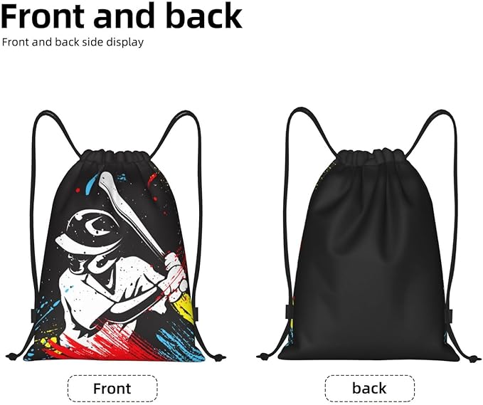 Kids Baseball-Themed Drawstring Bags for Boys Girls, Sports Drawstring Backpack Casual Knapsack for Teens Adults Women Men for Gym Beach Travel Swimming Yoga Camping, Small