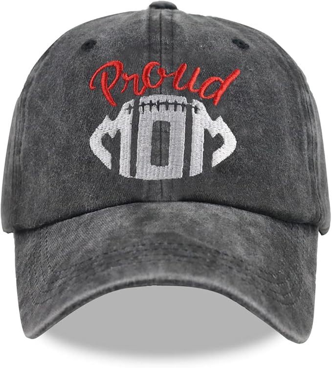 Funny Proud Softball Mom Hat for Women, Adjustable Embroidered Distressed Washed Cotton Baseball Mom Cap