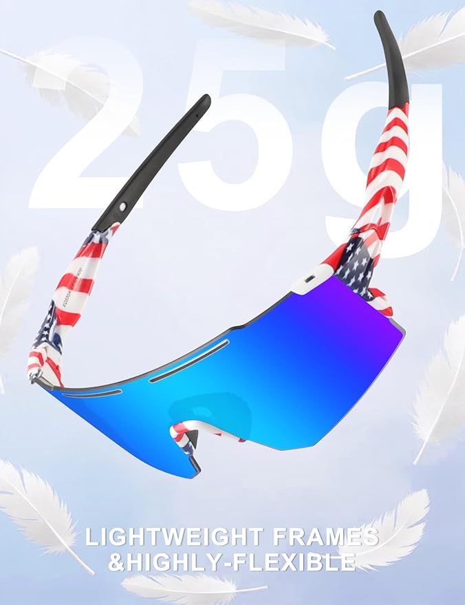 OULAIQI Cycling Sunglasses Polarized Sunglasses for Cycling Men Women with 1 Lens or 3 Interchangeable Lens Baseball Glasses