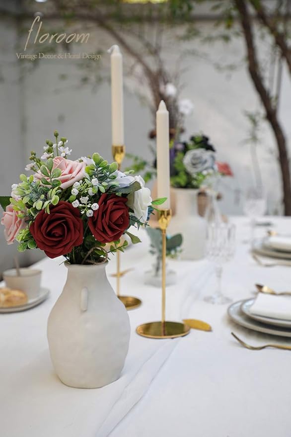 Floroom Artificial Flowers 25pcs Real Looking Burgundy Foam Fake Roses - Image 3