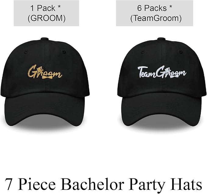 Party Gifts & Beyond Groomsman Baseball Hat 7 Packs Groomsmen Gifts Trucker Hats Team Groom Men's Hat for Bachelor Party