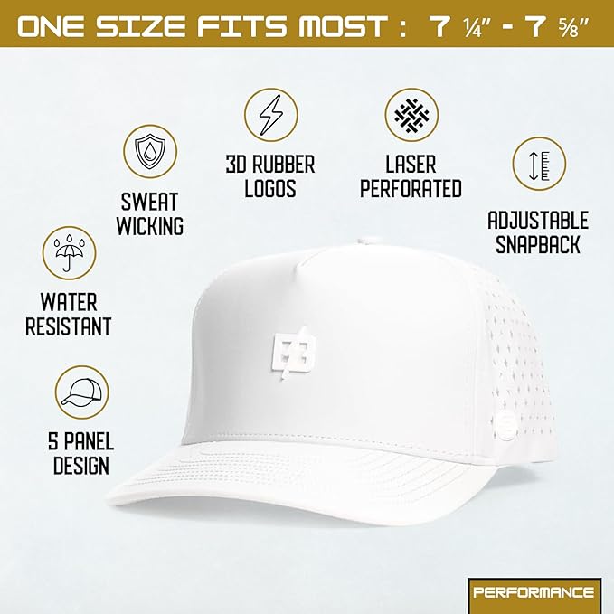 BRIMZ Outdoor Performance Hat - Water & Sweat Resistant Hats - Breathable & Moisture-Wicking Snapback