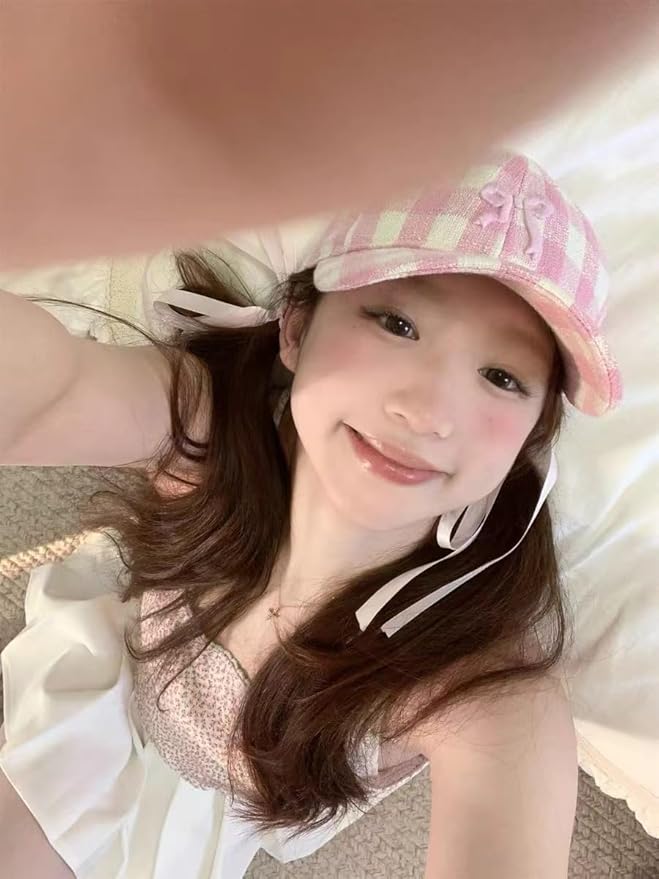 Sumleno Womens Trendy Cute Bow Baseball Cap Y2k Aesthetic Preppy Sun Cap Hiking Travel Trucker Hat Accessories