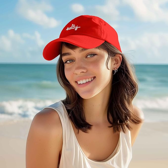 DALIX Salty Embroidered Cotton Beach Baseball Cap Adjustable Dad Hat Womens