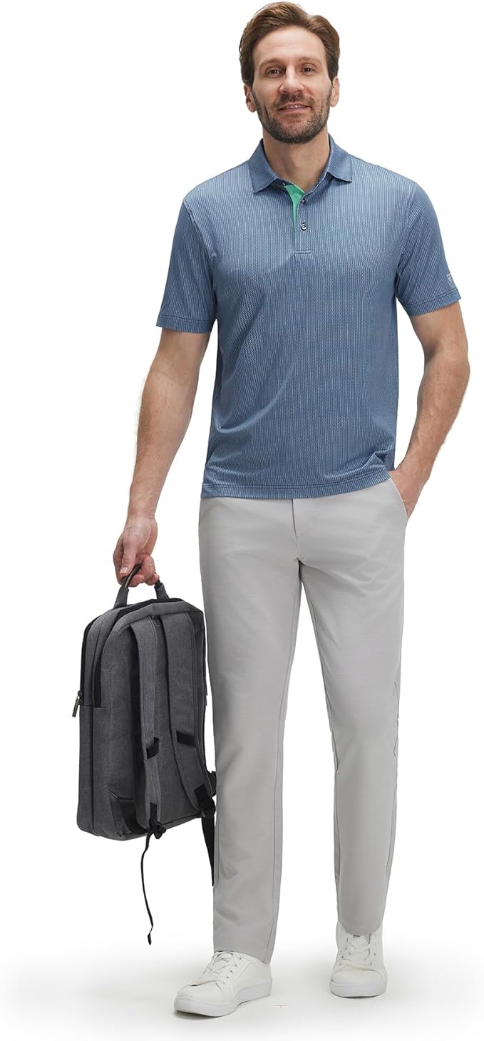 M MAELREG Mens Golf Shirt Short Sleeve Dry Fit Print Moisture Wicking Performance Patterns Collared Polo Shirt
