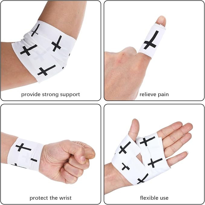 2Pcs Pre-Wrap White Christian Athletic Wrist Tape 2 Inch Wide, Soccer Baseball Drip Wrist Tape Cross Socks Accessories Drip Youth, Sport Supplies for Football Sports Baseball Gymnastics Athlete Injury