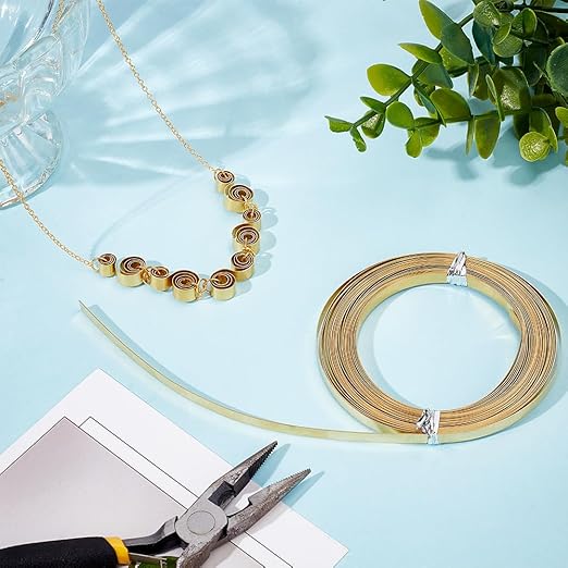 BENECREAT 19.7 Ft 30Gauge Brass Flat Bezel Wire, 5mm Wide Flat Jewelry Craft - Image 4