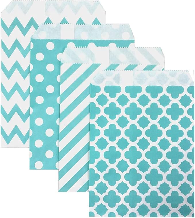 KEYYOOMY 100 Pcs Teal Blue Candy Buffet Bags by KEYYOOMY