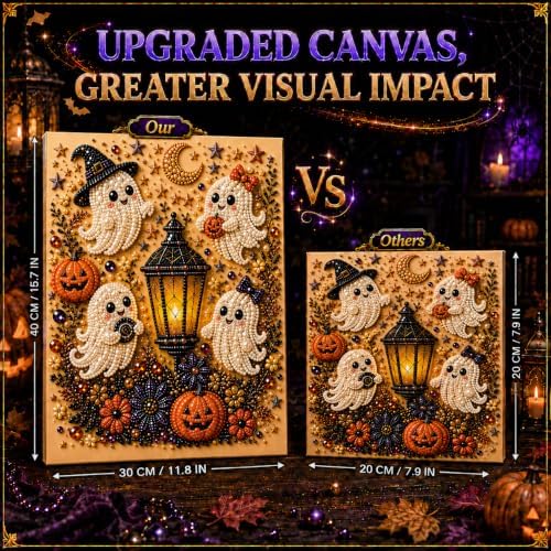 3 PCS Halloween Ghost Pearl Diamond Painting Art Kit for Adults 3D DIY Bead