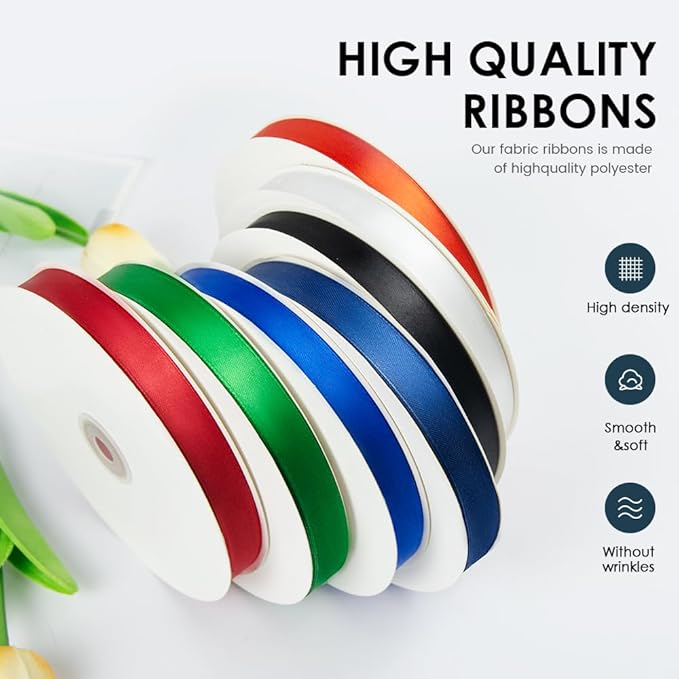 1 Inches x 100 Yards Polyester Satin Ribbon, Solid Color Ivory Satin Ribbon - Image 3