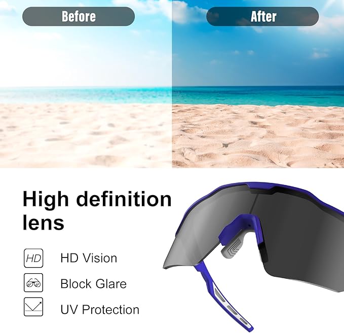 HAAYOT Polarized Sports Sunglasses for Men Women Youth Baseball Cycling Running Softball Biking Glasses 5 Lenses