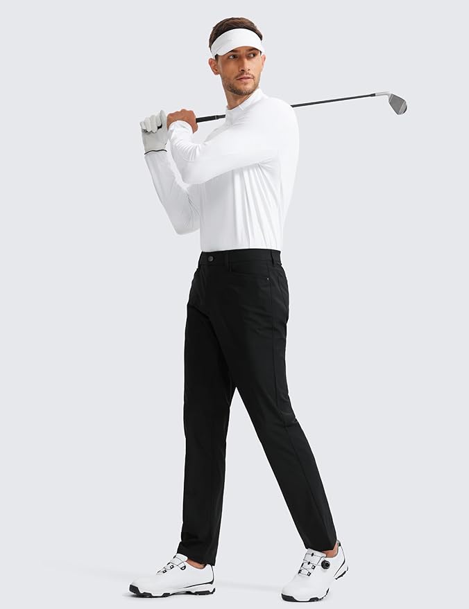 CRZ YOGA All Day Comfy 5-Pocket Golf Pants for Men - 28"/30"/32"/34" Quick Dry Lightweight Casual Work Stretch Trousers