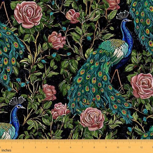 Erosebridal Peacock Fabric By the Yard, 2 Yards