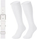 LEACOOLKEY Baseball Belt and Socks Combo Set Adjustable Softball Socks and Elastic Belt for Youth and Adult
