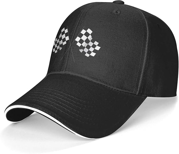 Waldeal Men's Baseball Caps Checkered Flags Race Car Flag Pole Adjustable Dad Hat