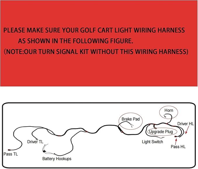 Golf Cart Turn Signal Kit with Horn Brake Light Switch 9-Pin Plug Deluxe Upgrade Wiring Harness - 12V Street Legal Light Kit for Club Car DS Precedent Tempo EZGO TXT RXV