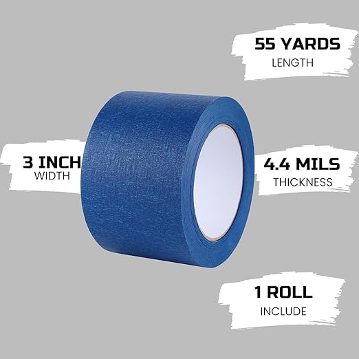 Lichamp Wide Masking Tape 3 inches, 1 Pack Blue Painters Tape Blue Masking Paper - Image 2
