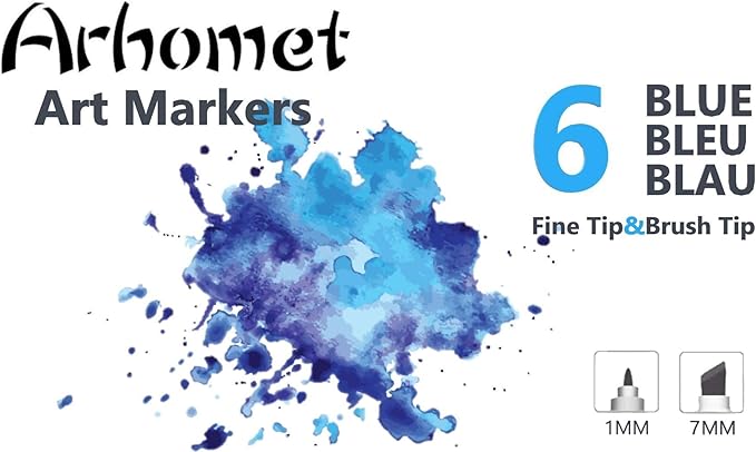 6Pcs Blue Colors Sea Ocean Sky Alcohol Markers Set, Dual Tips Art Markers Clear - Image 5