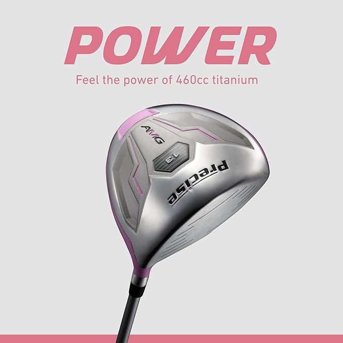Precise AMG Women's Golf Clubs Full Set – Petite, Regular & Tall Sizes | Beginner & Intermediate | Right Handed | Driver, Fairway, Hybrid, Irons, Putter & Stand Bag