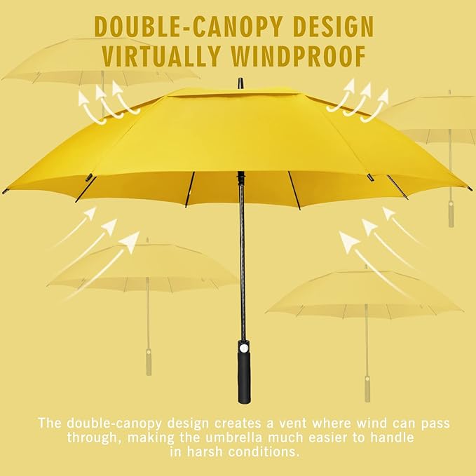 ZOMAKE Golf Umbrella Windproof, Extra Large Oversized Heavy Duty Double Canopy for Rain, Sports Games & Push Cart(51/54/62/68/72Inch)