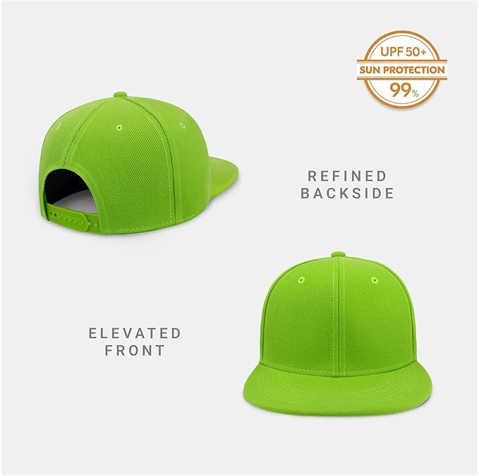 CHOK.LIDS Flat Bill Visor Classic Snapback Hat Blank Adjustable Brim High Top End Trendy Color Style Plain Tone Baseball Cap