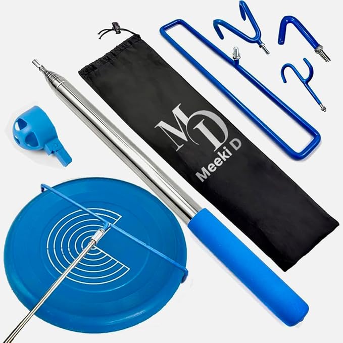 MD 5 in 1 Extendable Disc Golf Retriever (16FT) Telescopic Disc Golf Retriever-Disc Retriever with Stainless Steel Frame Multiple Hooks & Carry Bag-Disc Golf Retriever Pole for Tree Bushes & water